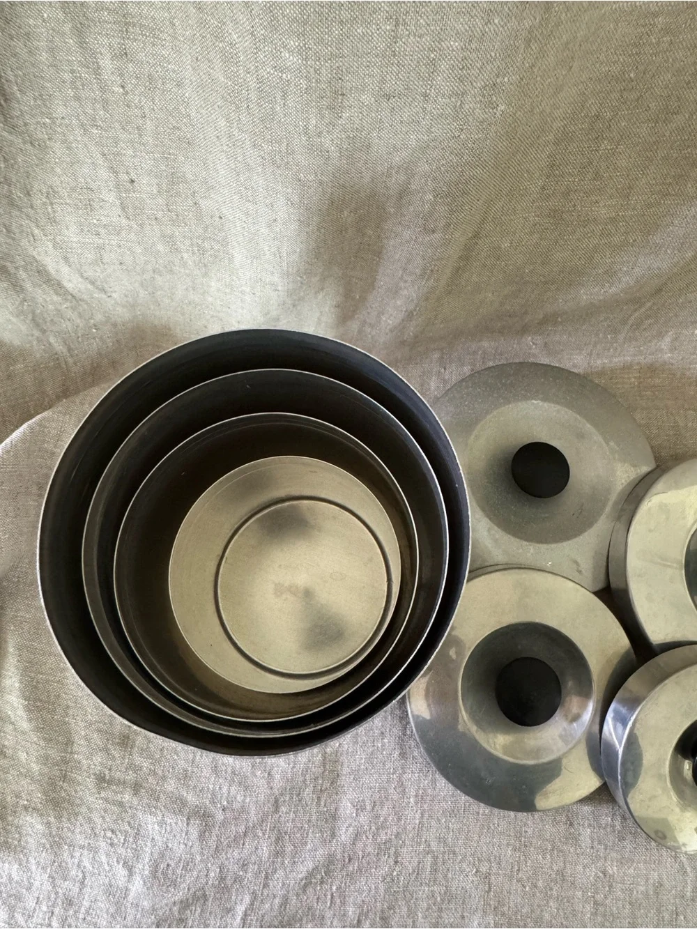 Vintage 1950s Spun Aluminum Nesting Canister Set